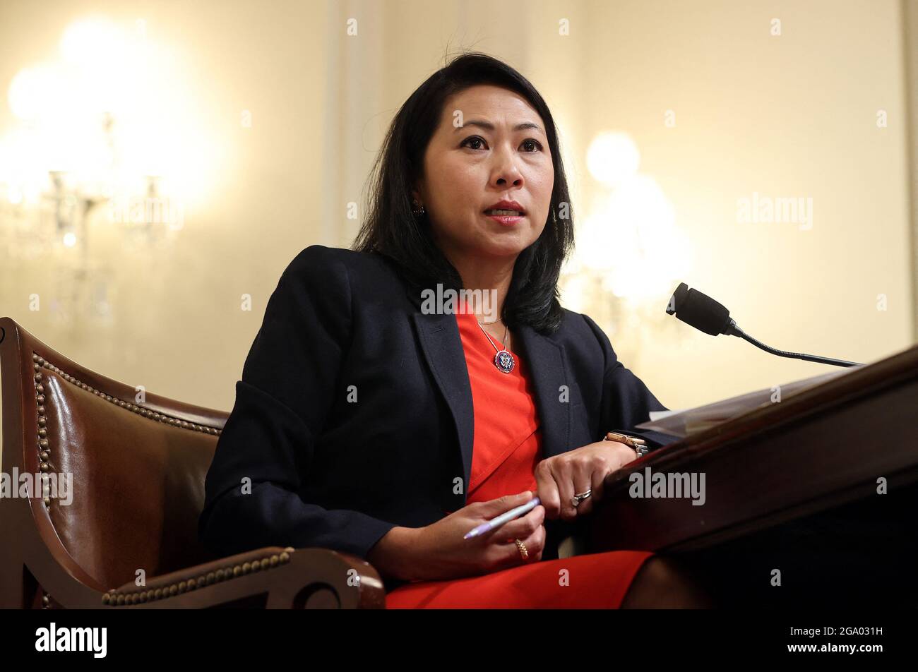 WASHINGTON, DC - JULY 27: U.S. Rep. Stephanie Murphy (D-FL) speaks during a hearing by the House Select Committee investigating the January 6 attack on the U.S. Capitol on July 27, 2021 at the Cannon House Office Building in Washington, DC. Members of law enforcement testified about the attack by supporters of former President Donald Trump on the U.S. Capitol. According to authorities, about 140 police officers were injured when they were trampled, had objects thrown at them, and sprayed with chemical irritants during the insurrection. (Photo by Chip Somodevilla/Getty Images) Photo by Brendan Stock Photo