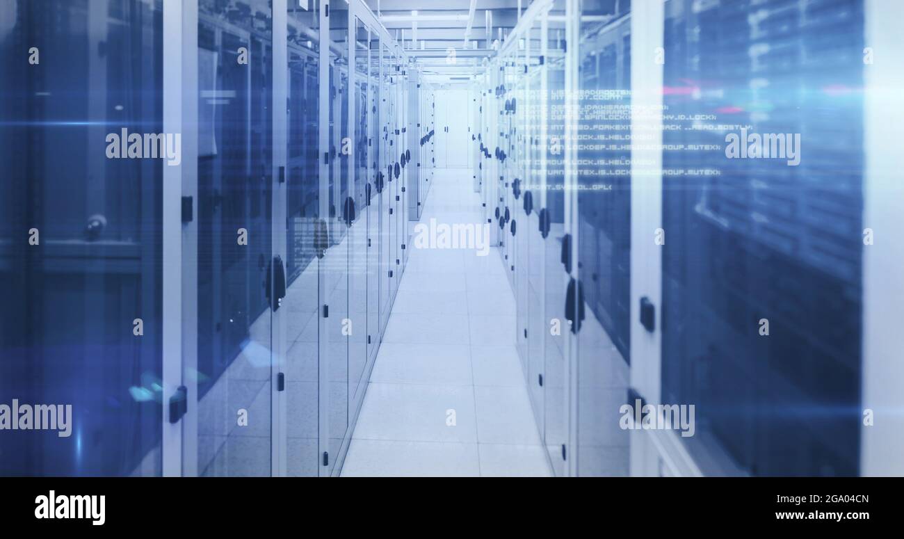 Computer servers in a server room with glowing lights Stock Photo - Alamy