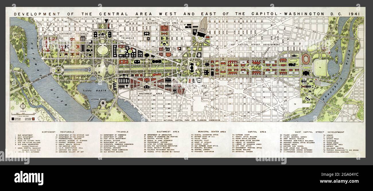 Click On Vintage Redesign Plan of Washington DC (1941 Stock Photo - Alamy