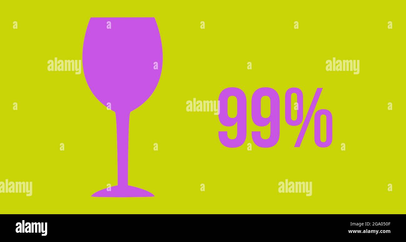 Wine glass shape and increasing percentage filling with colour 4k Stock