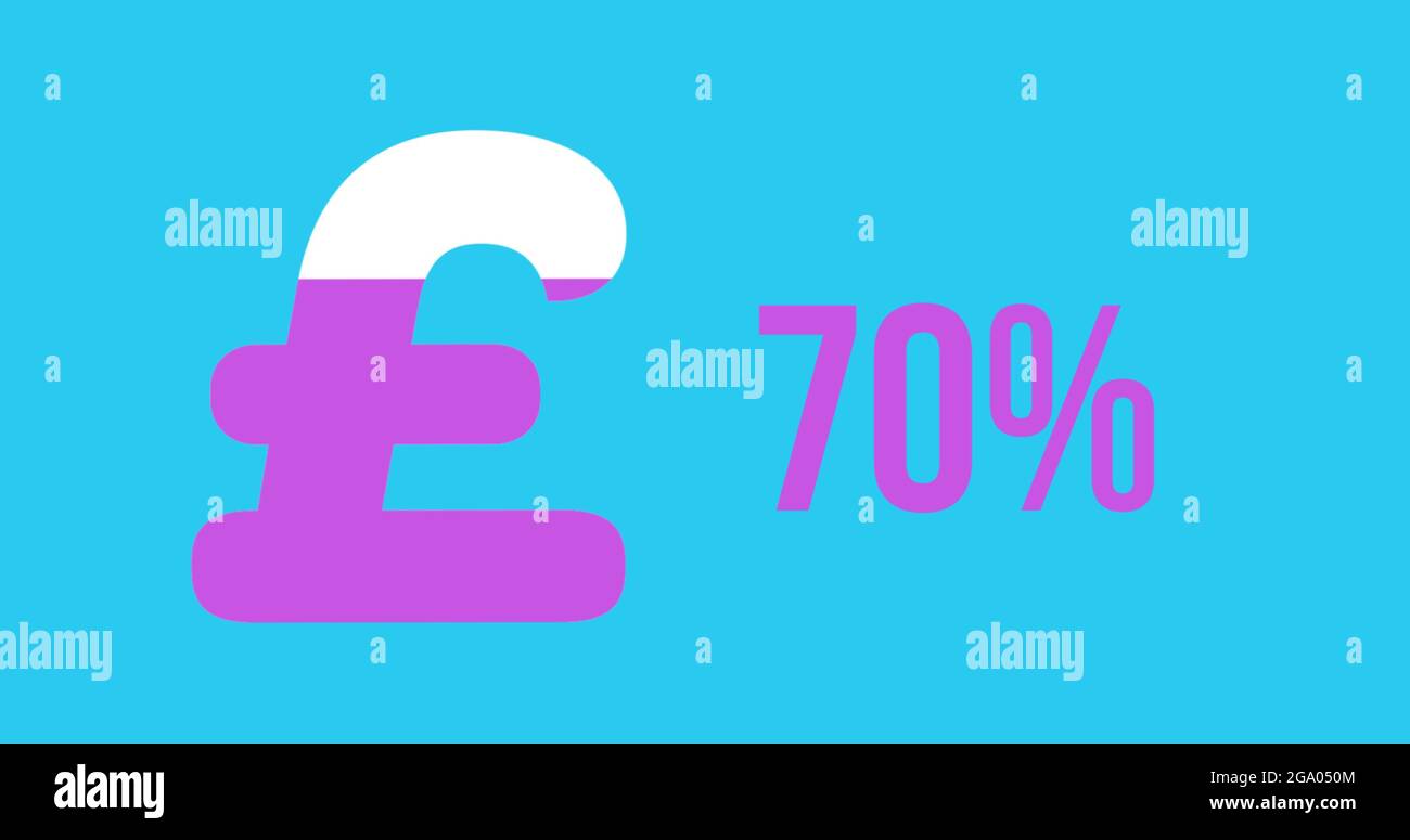 Pound symbol and increasing percentage in pink 4k Stock Photo - Alamy