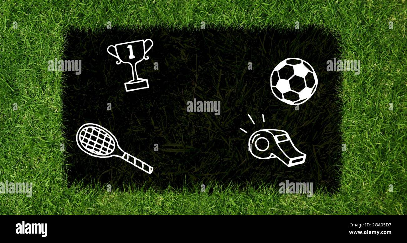 Sports concept icons on black background Stock Photo