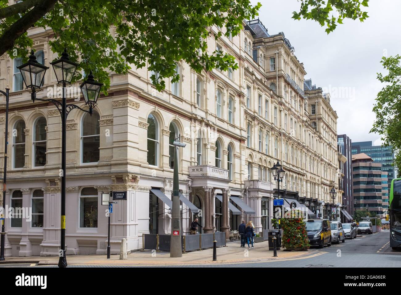 The Grand Hotel and Gusto restaurant on Colmore Row, Birmingham, UK Stock Photo