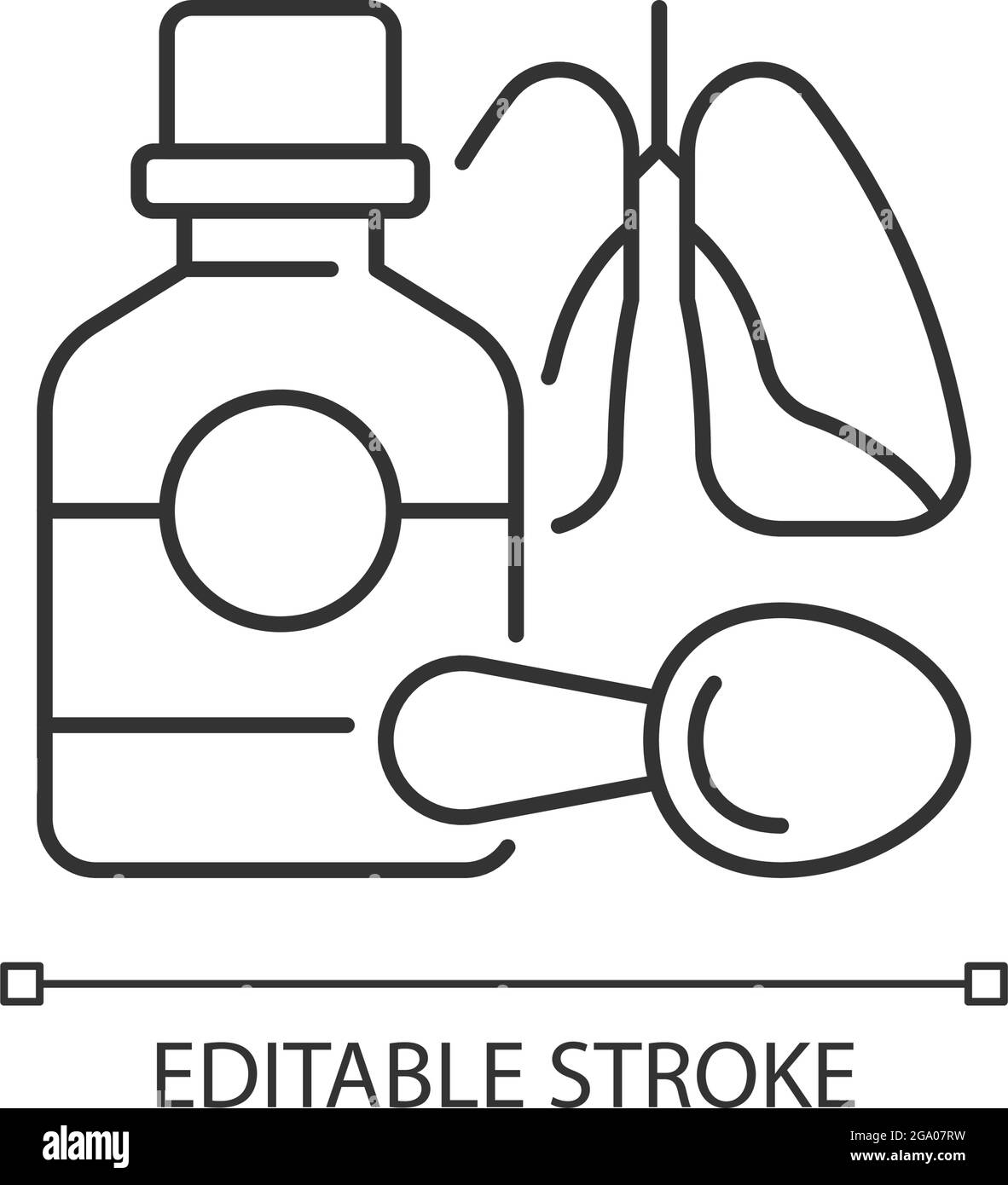Cough syrup linear icon Stock Vector