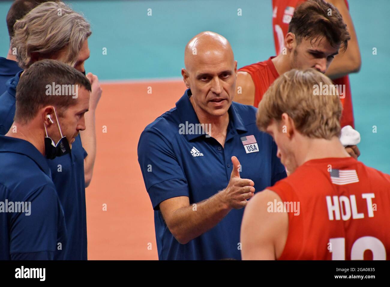 Tokyo, Japan. 28th July, 2021. USA&rsquo;s Head coach John Speraw speaks 