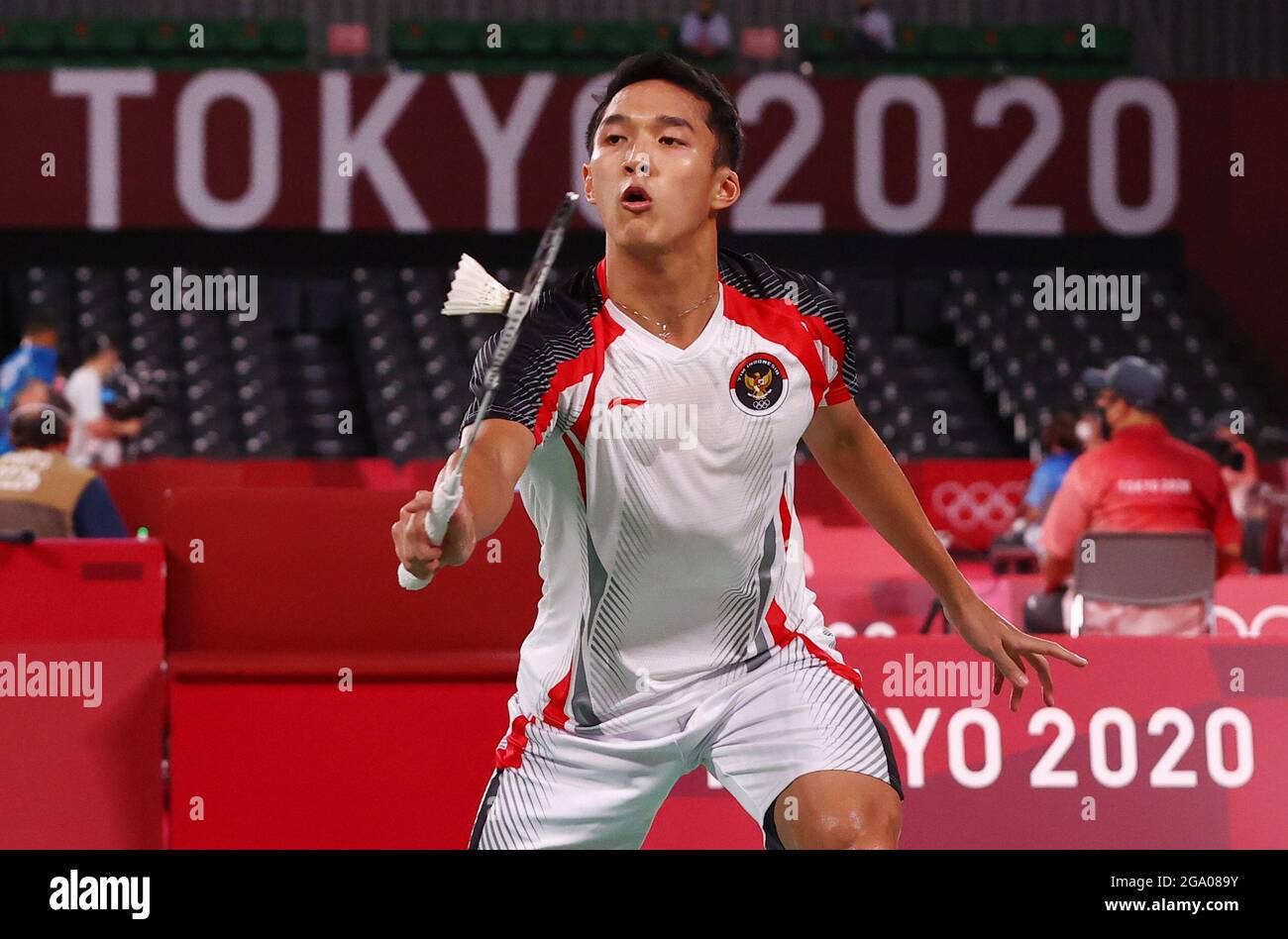 Tokyo 2020 Olympics Badminton Men S Singles Group Stage Mfs Musashino Forest Sport Plaza Tokyo Japan July 28 2021 Jonatan Christie Of Indonesia In Action During The