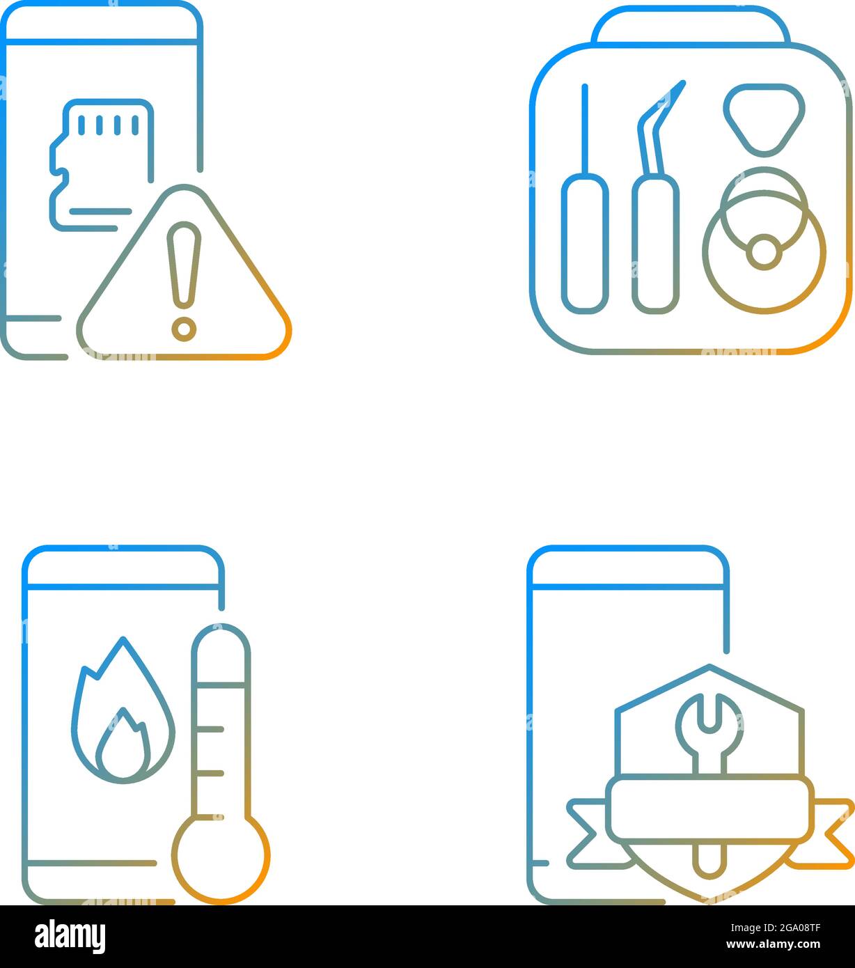 Cellphone recovery related gradient linear vector icons set Stock ...