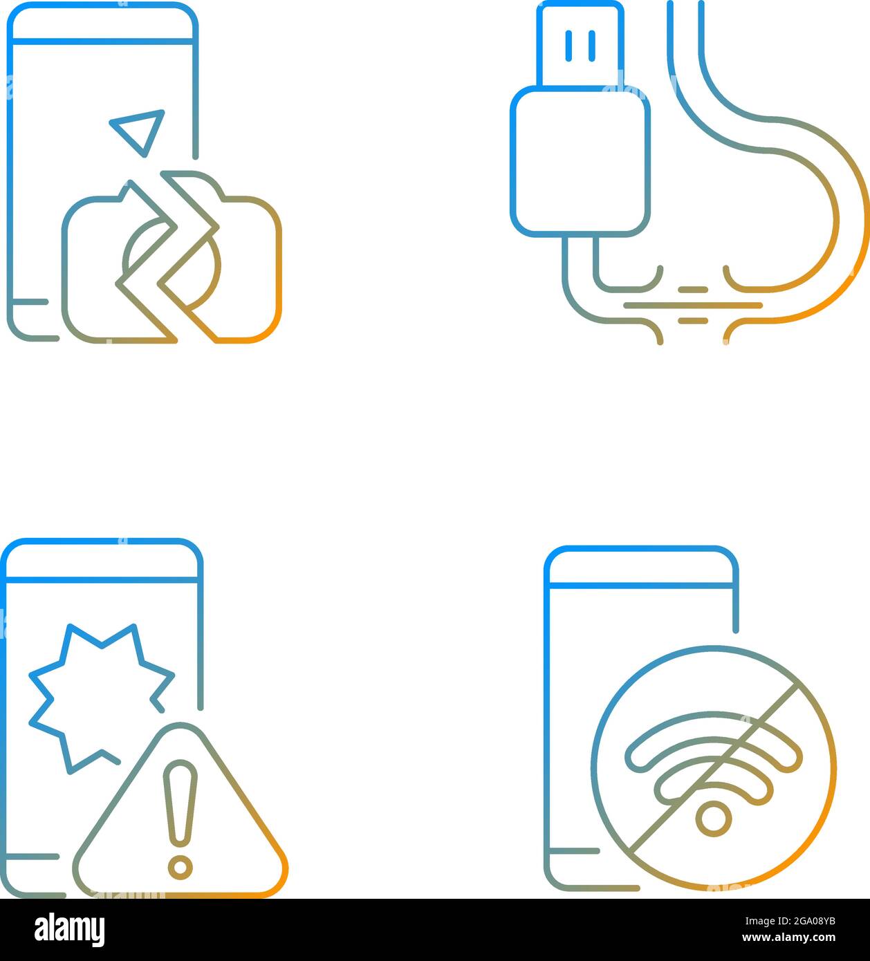 Repair related gradient linear vector icons set Stock Vector