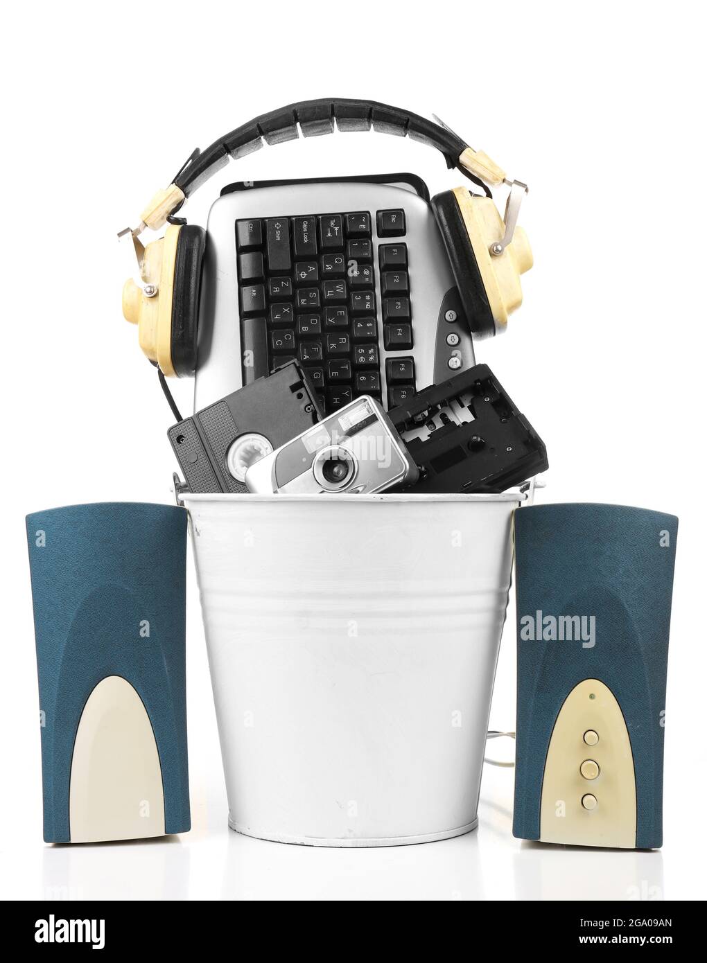 Old computer equipment isolated on white Stock Photo Alamy