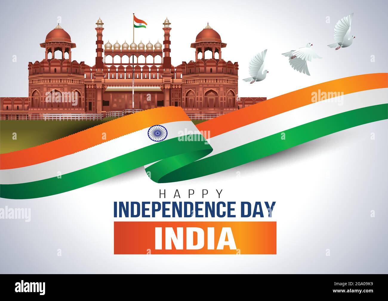 red fort background with flying pigeon. India Independence Day 15 ...