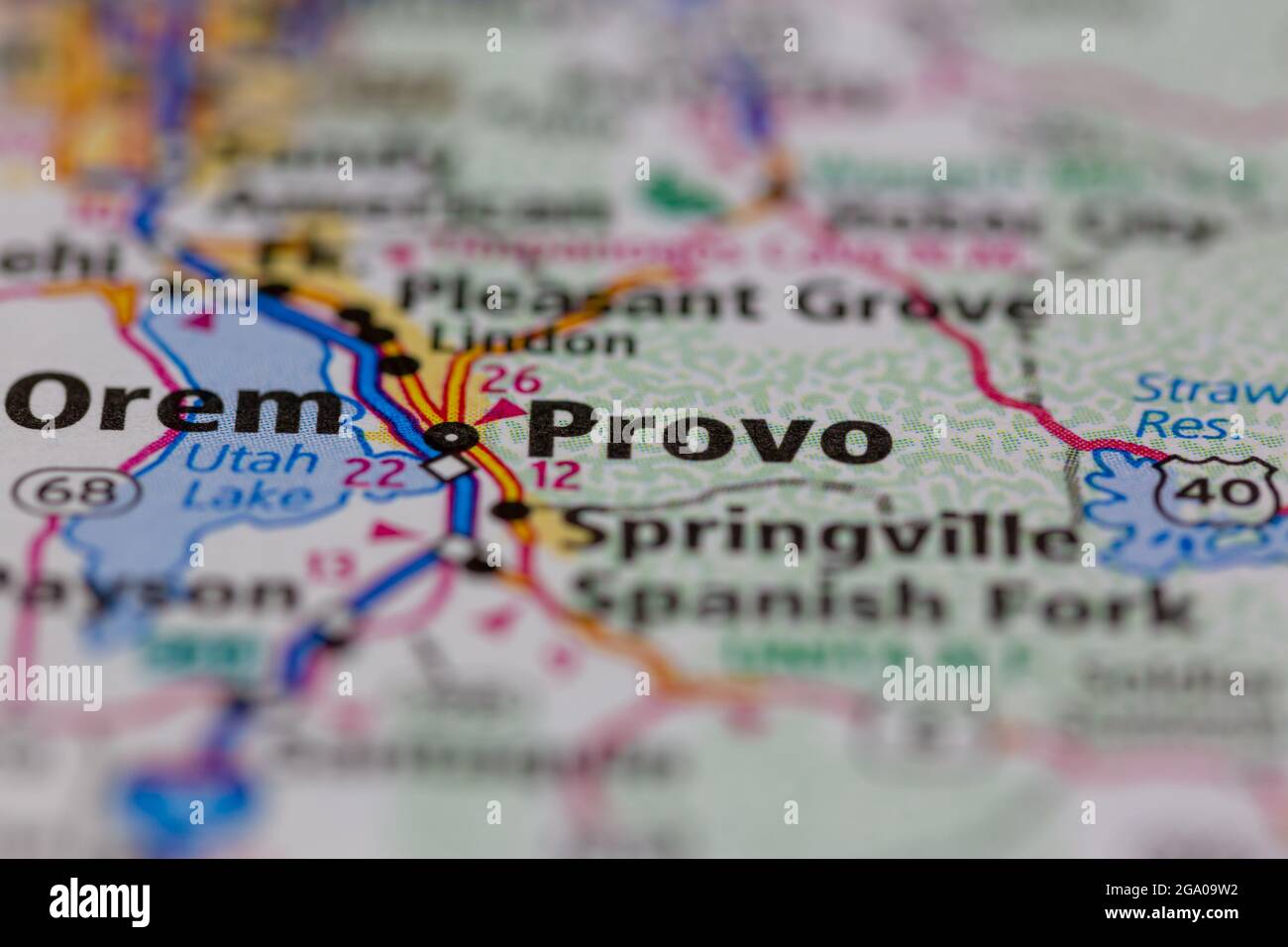 Provo Utah USA shown on a road map or Geography map Stock Photo