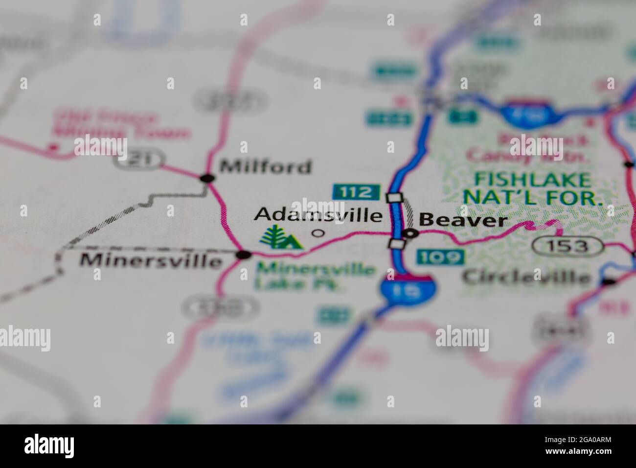 Adamsville Utah USA shown on a road map or Geography map Stock Photo