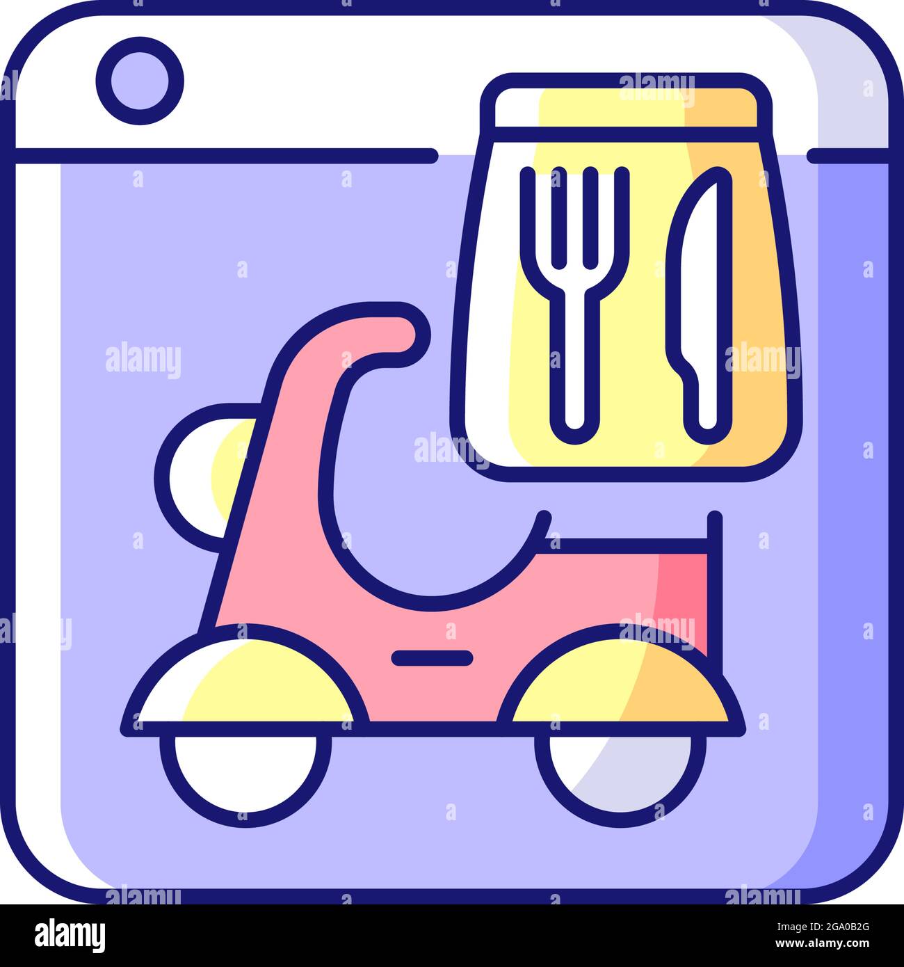 Food delivery service RGB color icon Stock Vector