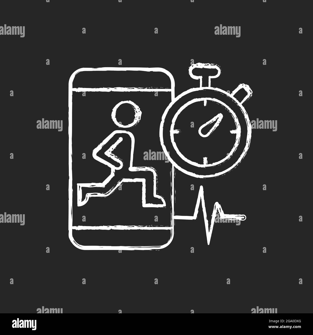 High intensity and intervals workout chalk white icon on dark background. Stock Vector