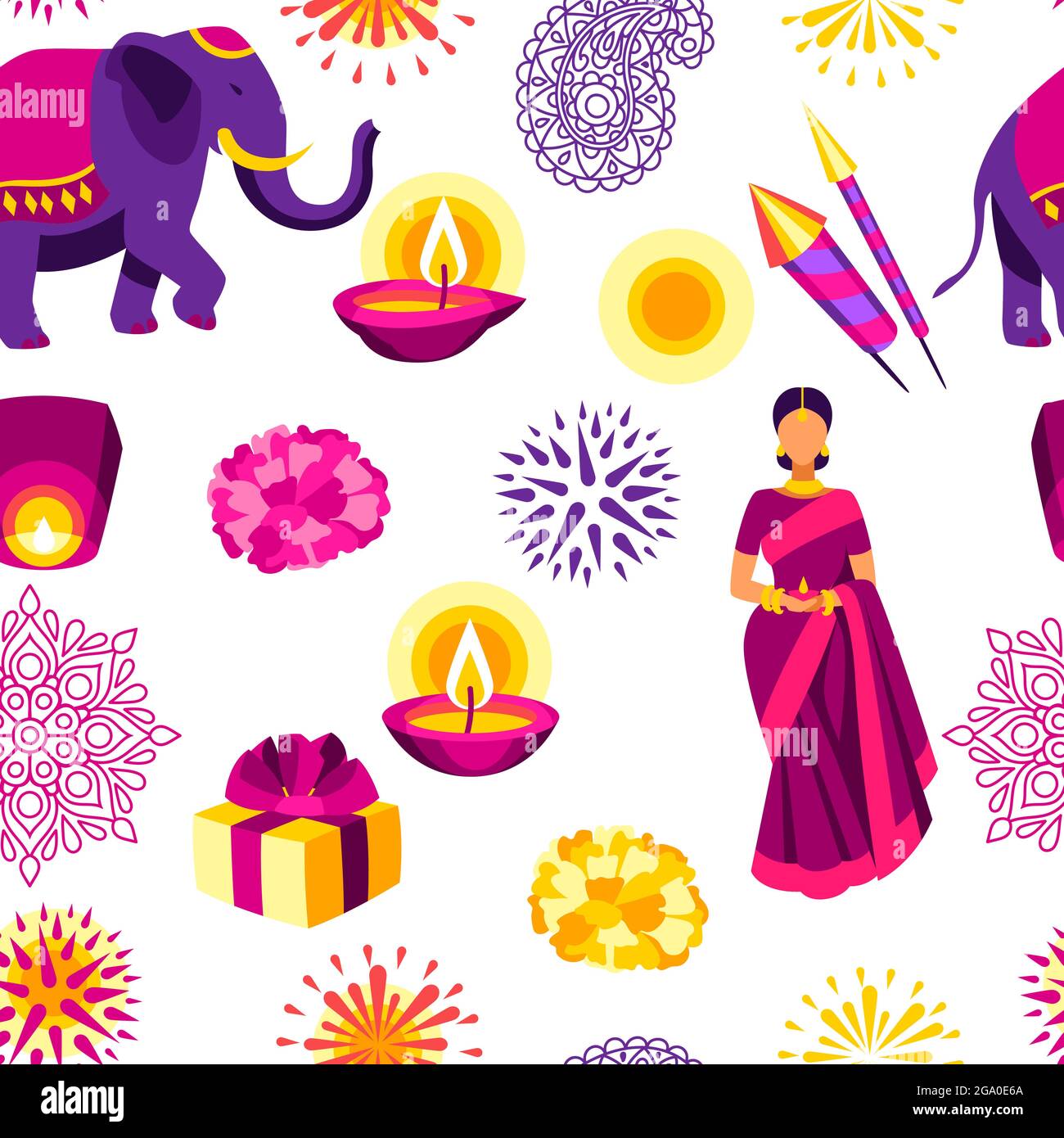 Deepavali Pattern India woman rangoli pattern Stock Vector Images - Alamy