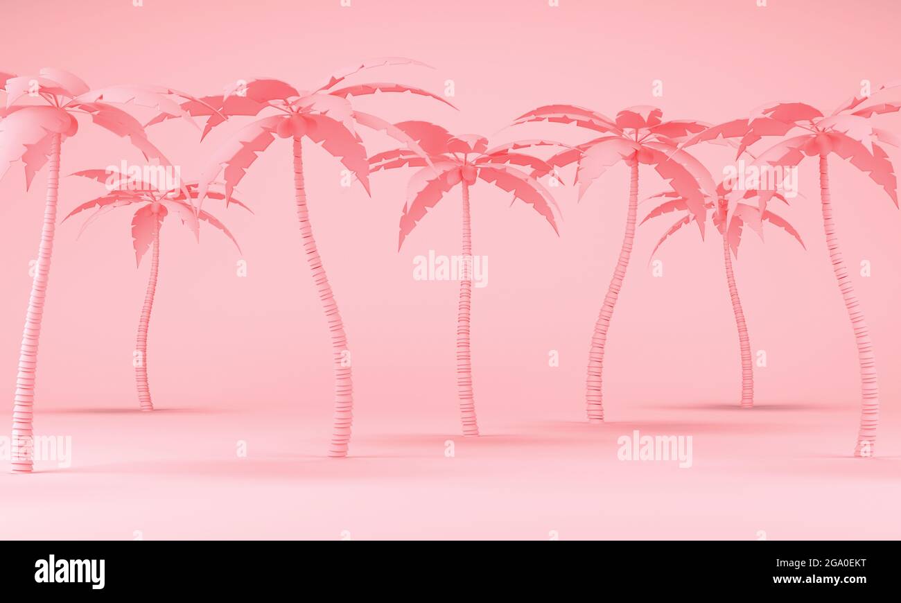 Pastel pink palm on a pastel background. 3d rendering Stock Photo