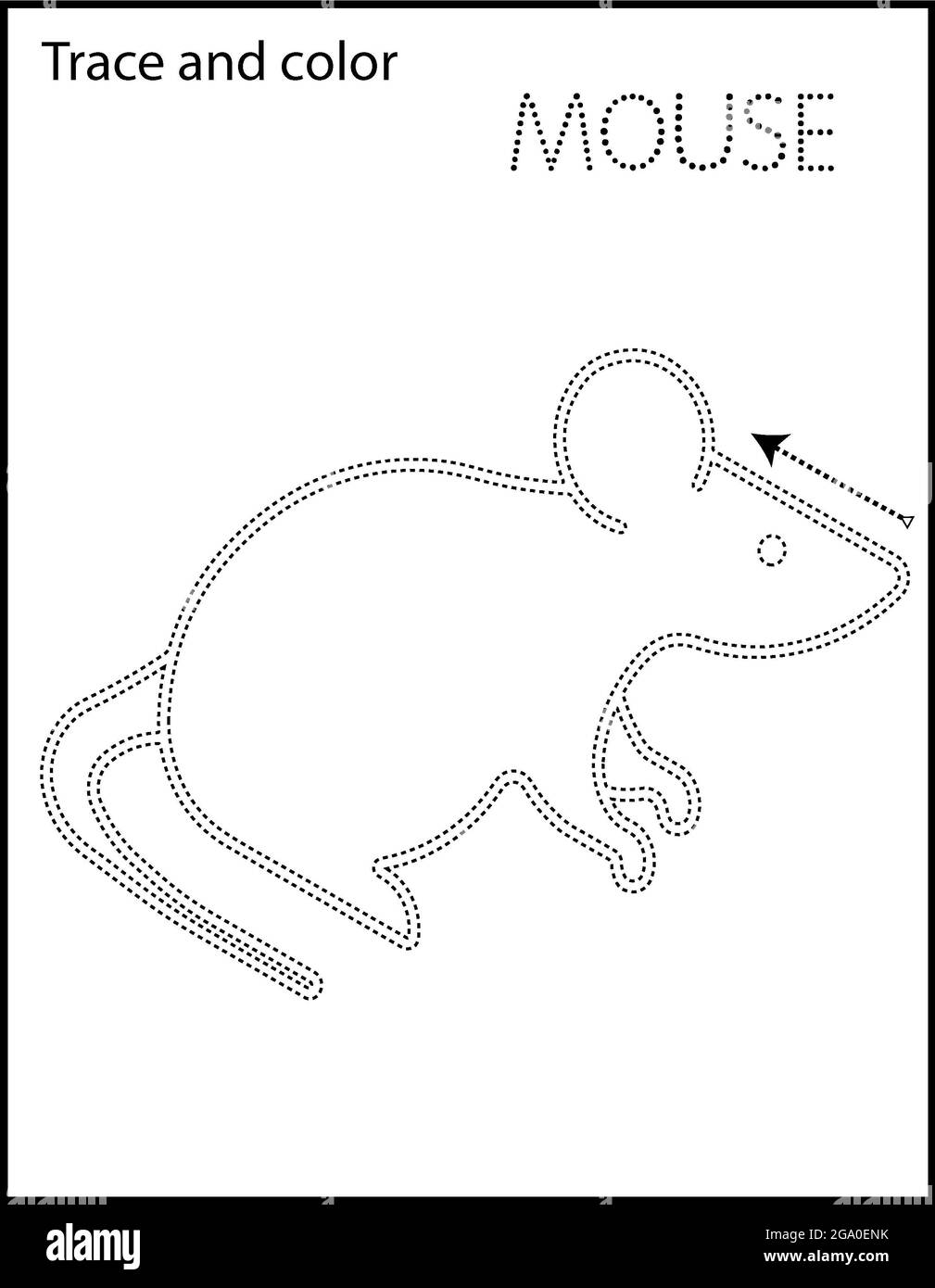 printable coloring page for kindergarten and preschool tracing animal and names stock photo alamy