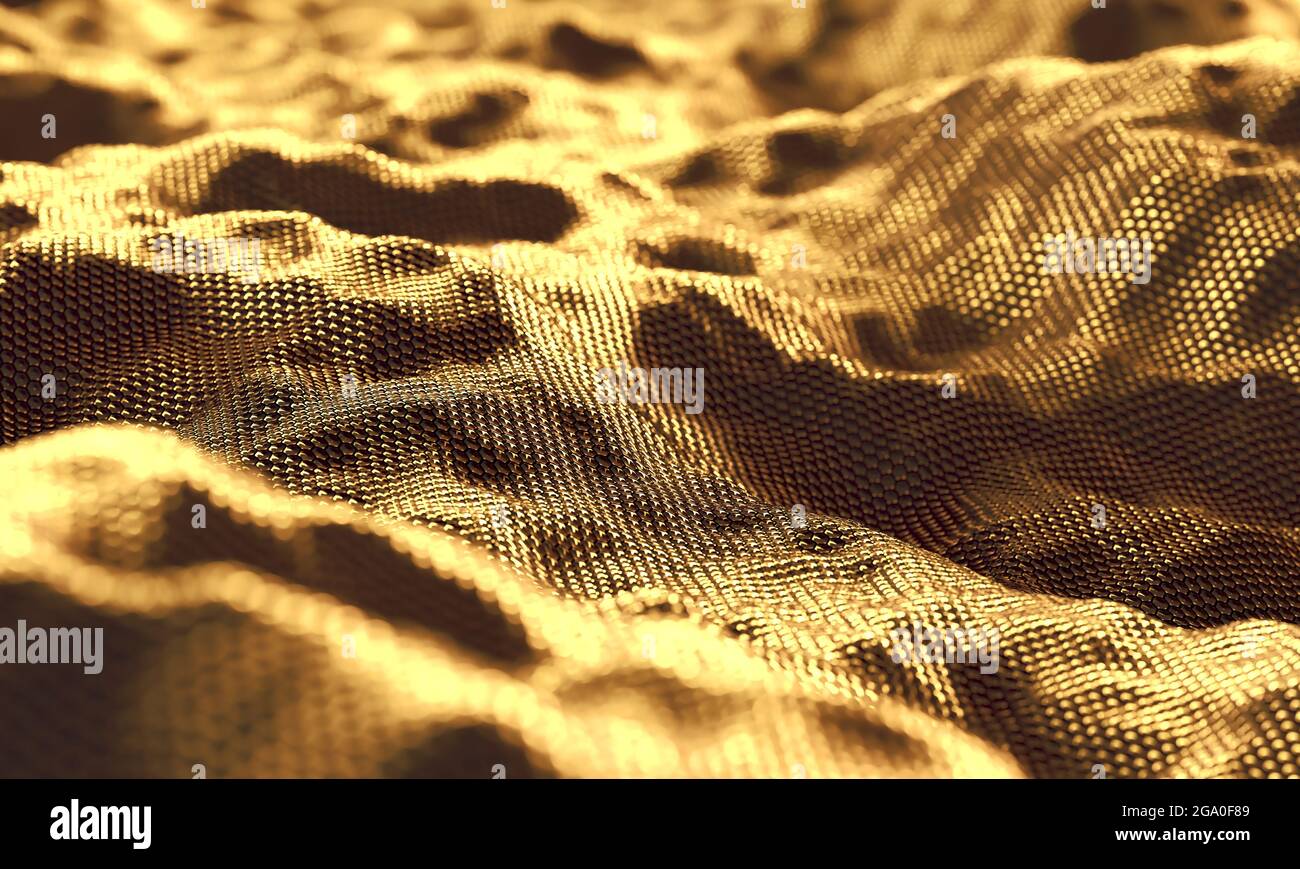 Gold satin or silk background. Gold digital fabric background. Gold texture. 3d rendering Stock Photo