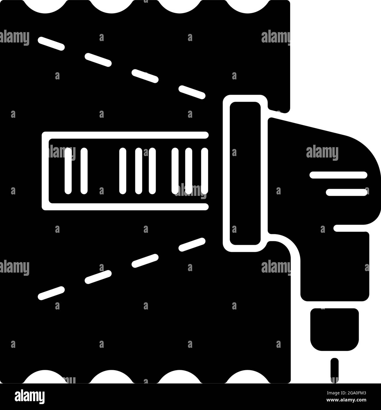 Lottery ticket scanner black glyph icon Stock Vector