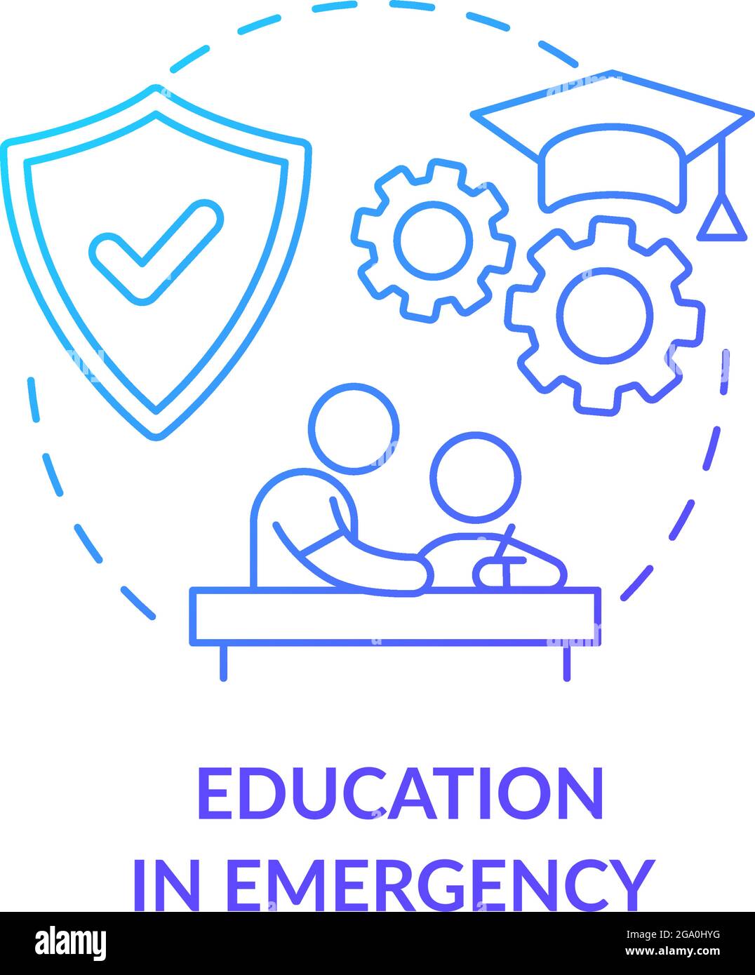 Education in emergency concept icon. Stock Vector