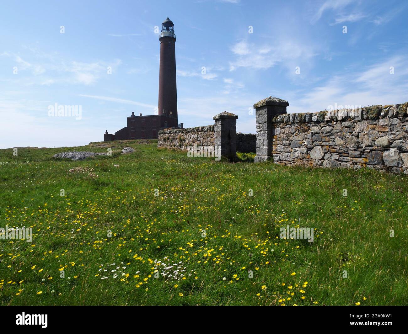 Lighthouse, Siolaigh, Monach islands, Outer Hebrides, Scotland Stock Photo