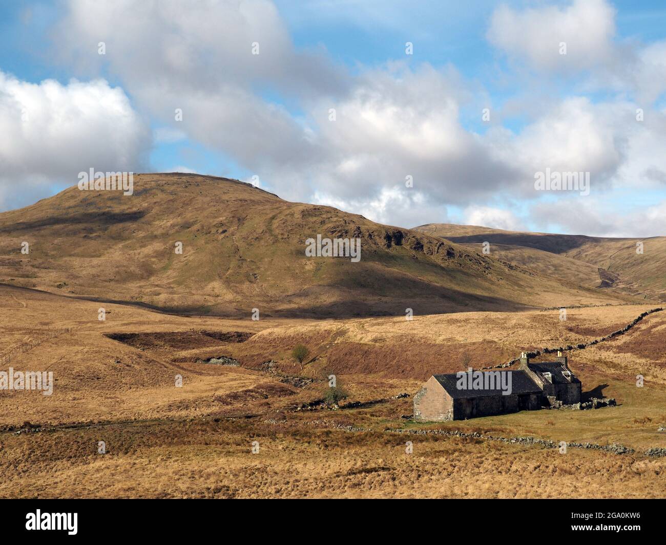 Ruined house at old mine near Carsphairn, Dumfries and Galloway, Scotland Stock Photo