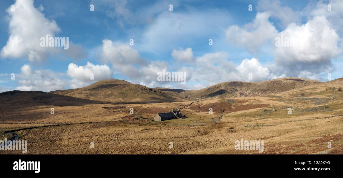 Ruined house at Woodhead lead mine near Carsphairn, Dumfries and Galloway, Scotland Stock Photo