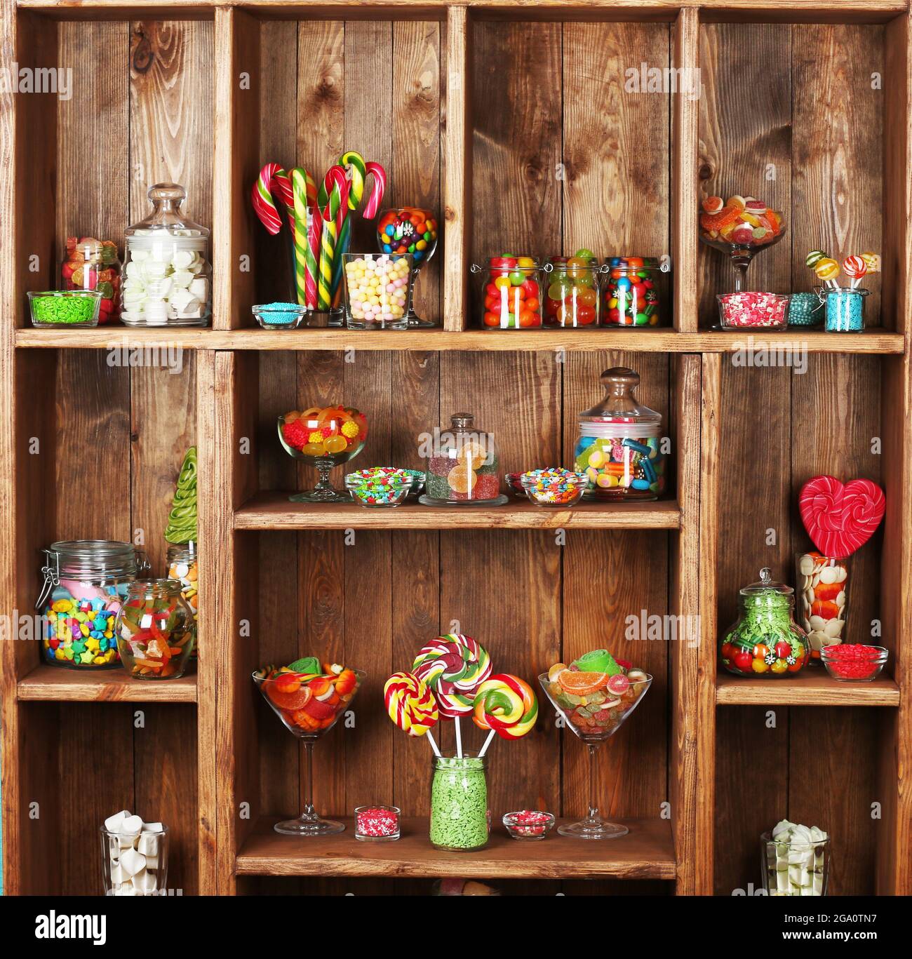 Wooden sweet stall shelf candy cupboard 