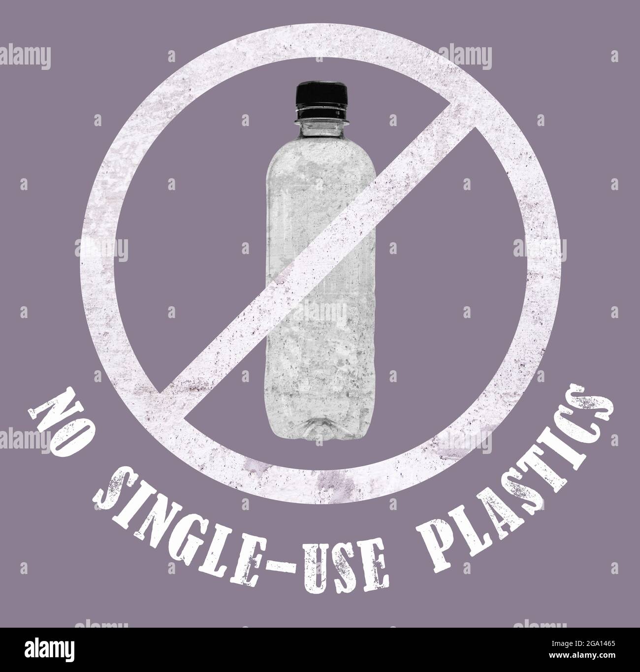 Concept image of an empty singleuse plastic water bottle with the