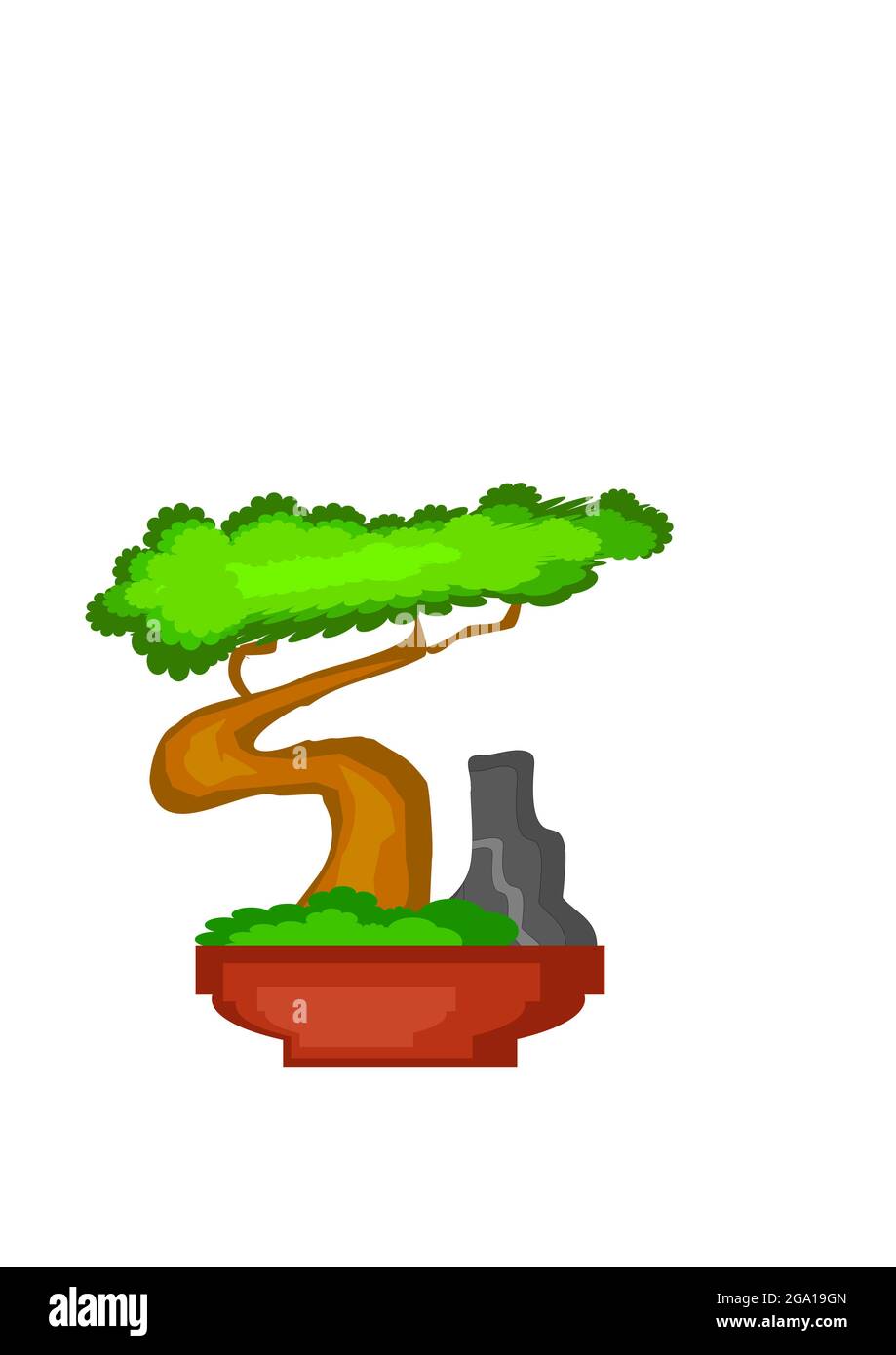 Cartoon bonsai illustration in the white background Stock Photo Alamy