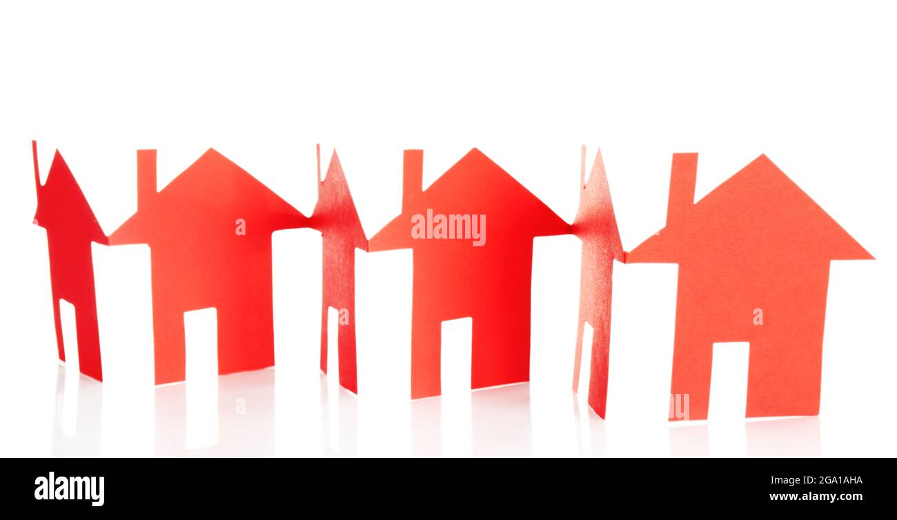 Paper houses isolated on white Stock Photo Alamy