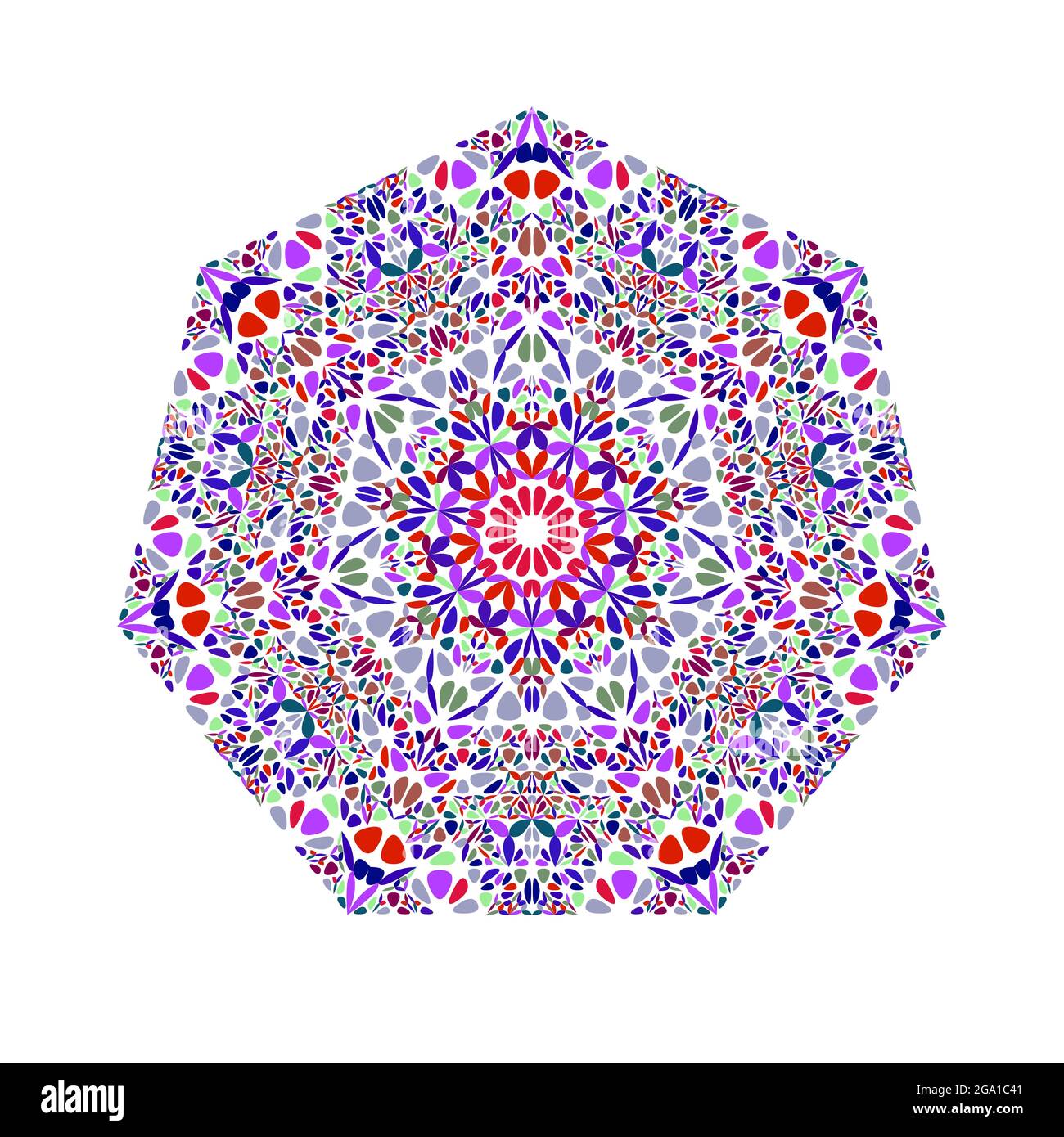 Ornate geometrical abstract colorful floral mosaic heptagon polygon Stock Vector