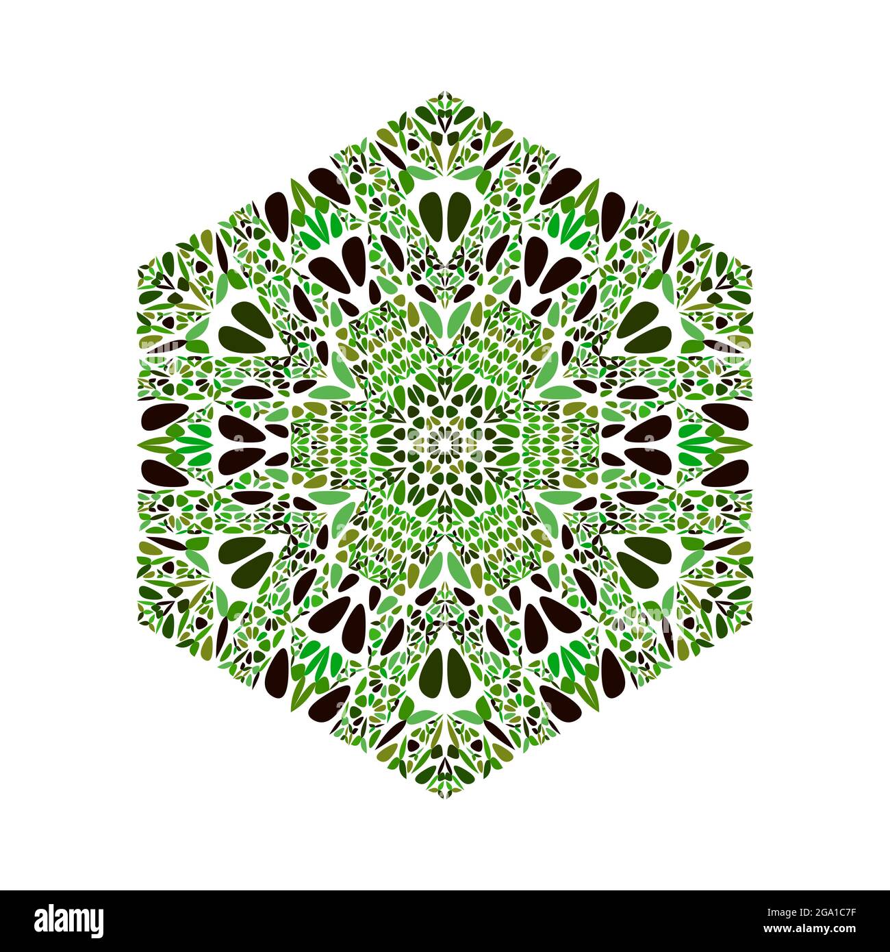 Isolated colorful floral mosaic ornament hexagon symbol template Stock Vector