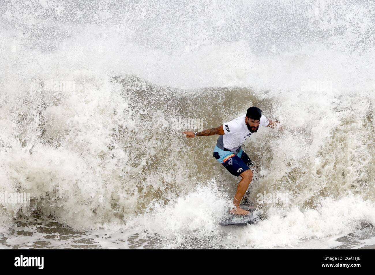 Tokyo, Japan. 27th July, 2021. Italo FERREIRA (BRA) Winner Gold Medal during the Olympic Games Tokyo 2020, Surfing Men's on July 27, 2021 at Tsurigasaki Surfing Beach in Chiba, Japan - Photo Photo Kishimoto/DPPI/LiveMedia Credit: Independent Photo Agency/Alamy Live News Stock Photo