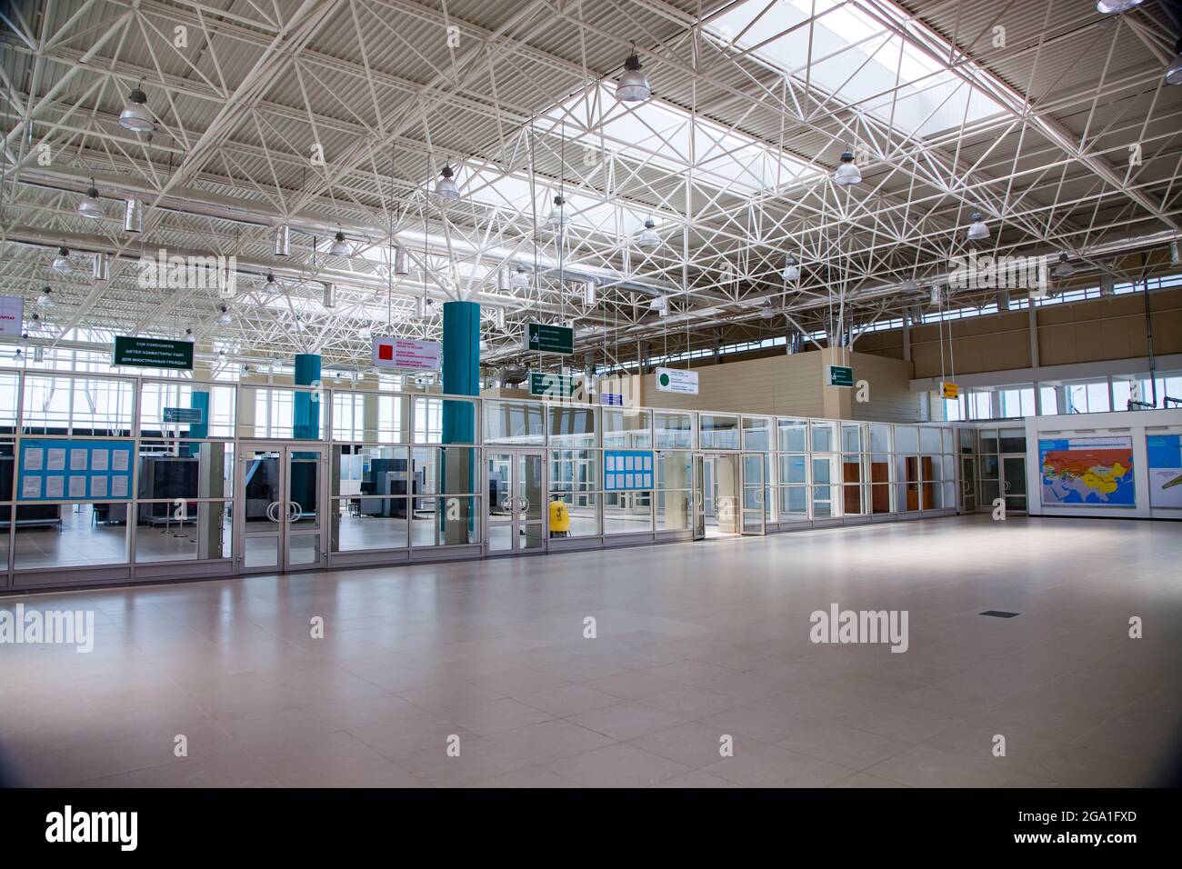 Khorgos, Kazakhstan - June 05, 2012: Interior of empty customs office ...