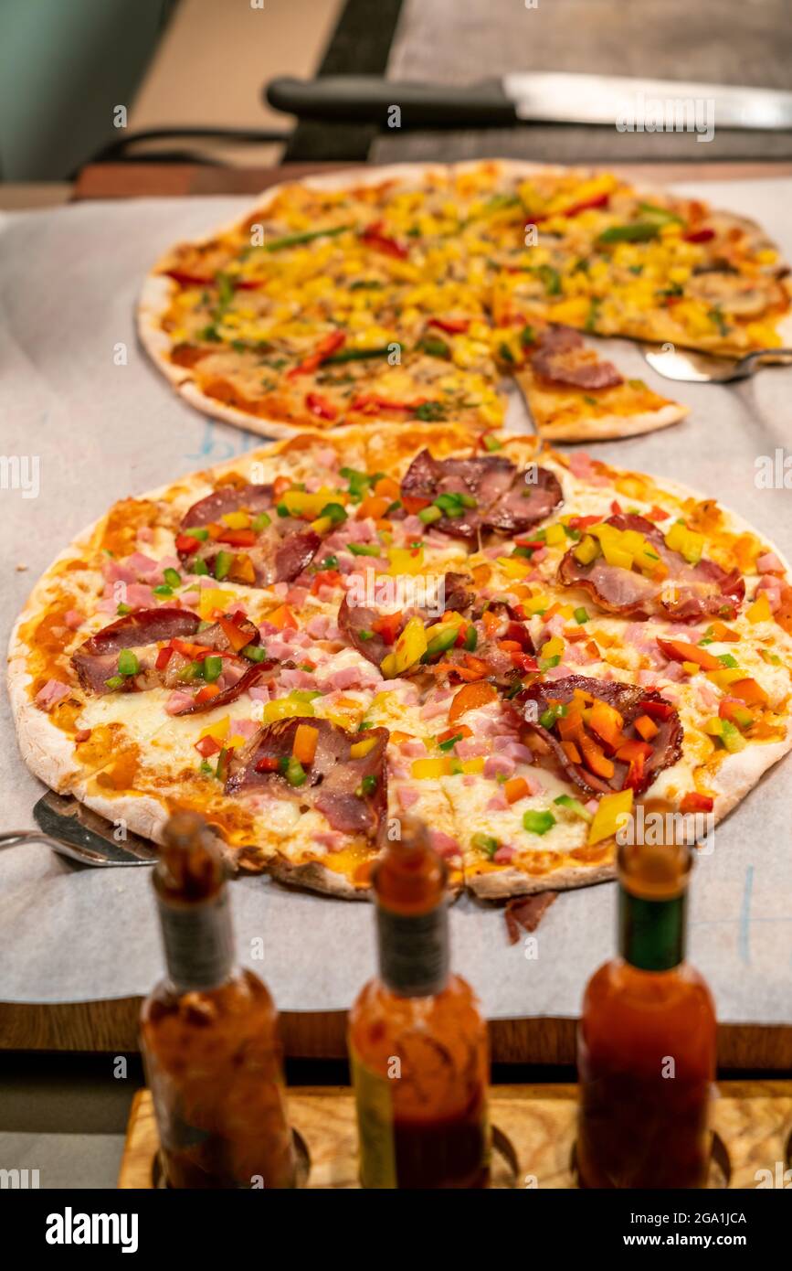 Delicious pizza in the buffet Stock Photo Alamy
