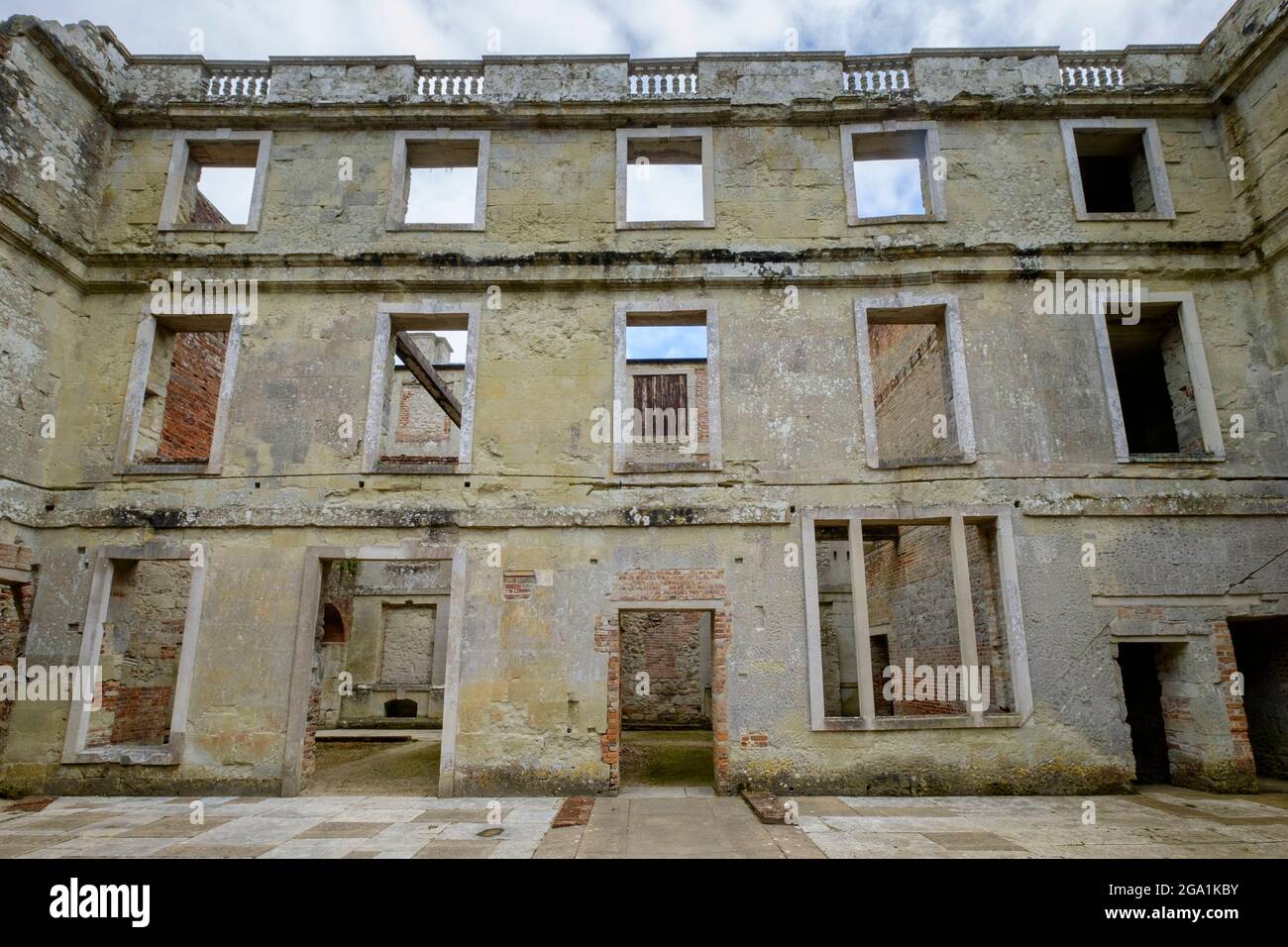 The ruins of Appuldurcombe House an 18th century Baroque style mansion owned by Sir Richard Worsley Isle of Wight Stock Photo