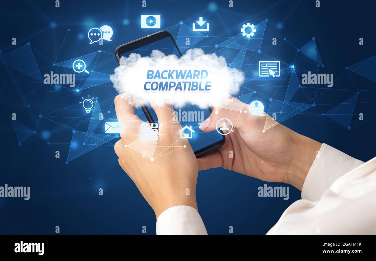 Hand using smartphone with cloud technology concept Stock Photo - Alamy
