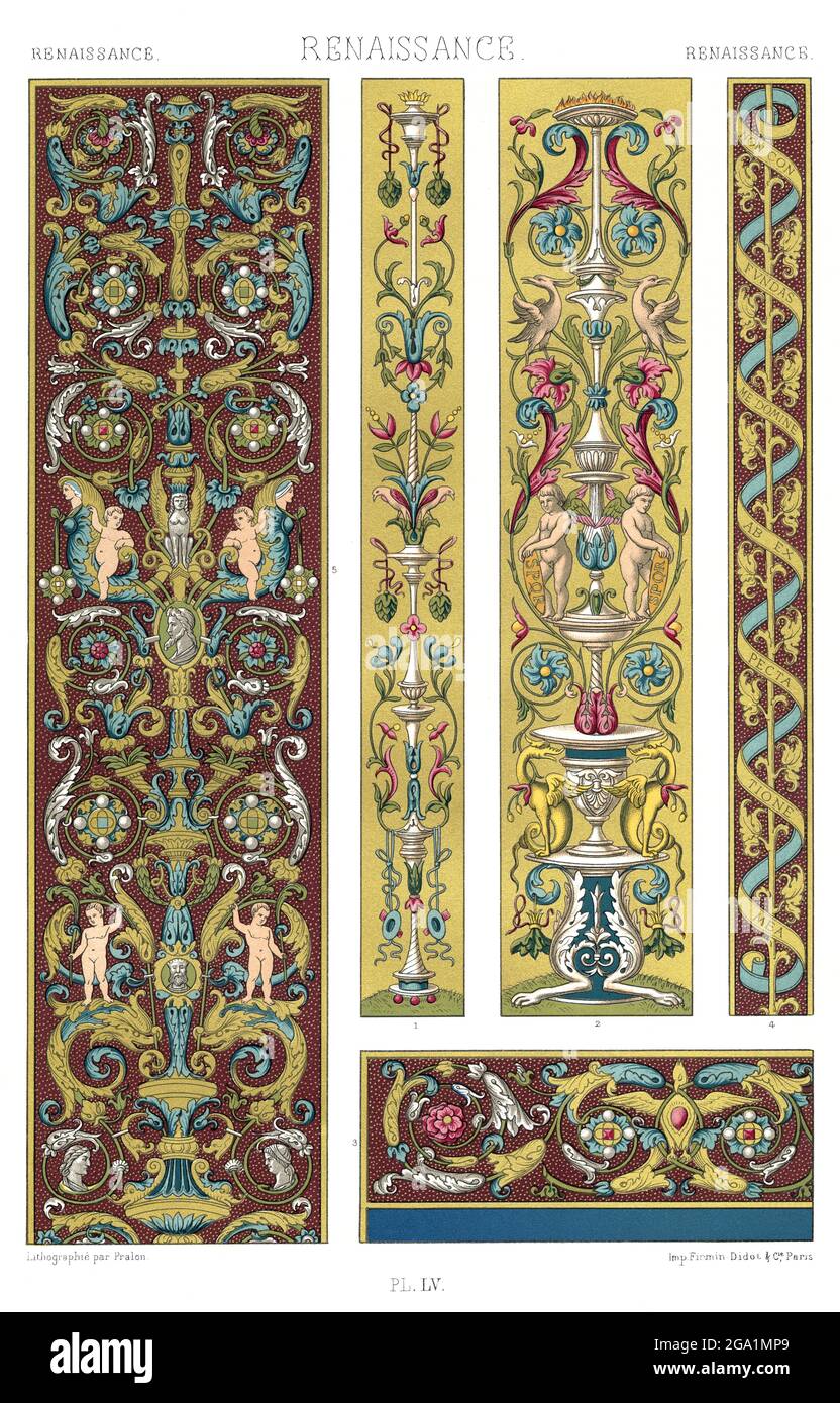 Renaissance – 16th. Century (First Half) - Miniatures taken from Manuscripts. - By The Ornament 1880, Stock Photo