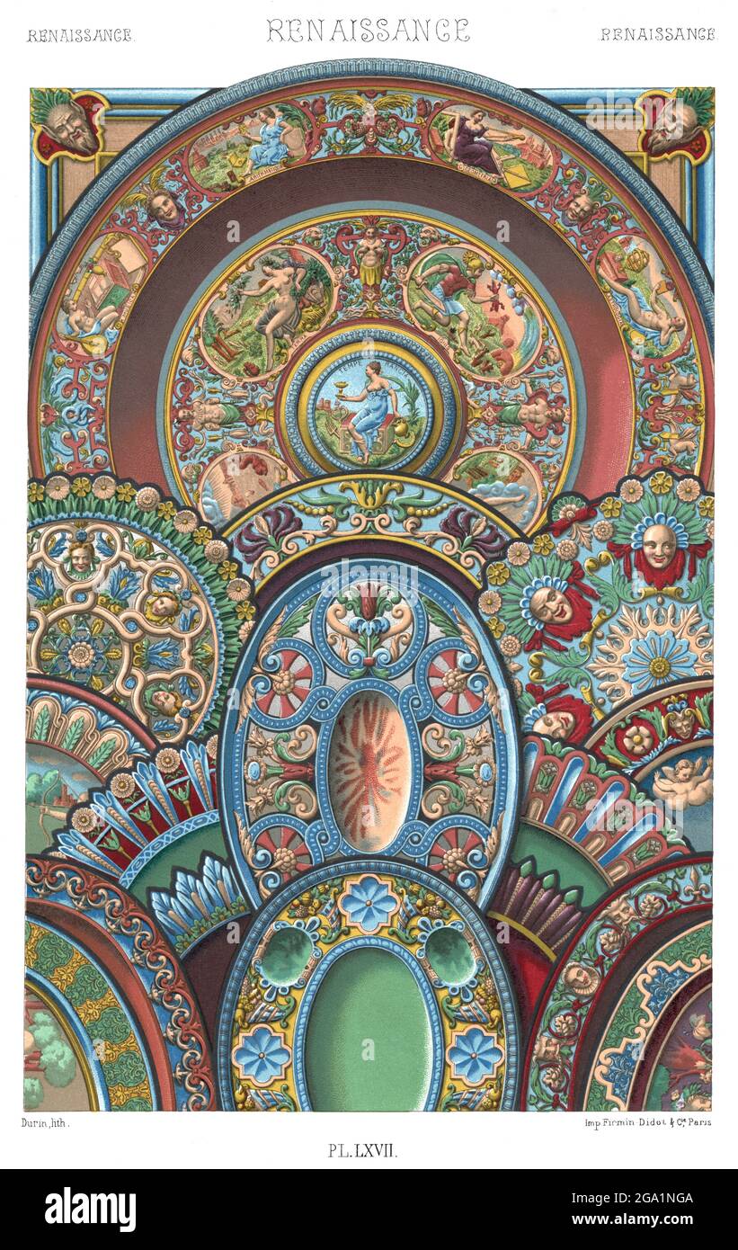 Renaissance Enamelled Earthenware By The Ornament 1880 Stock Photo