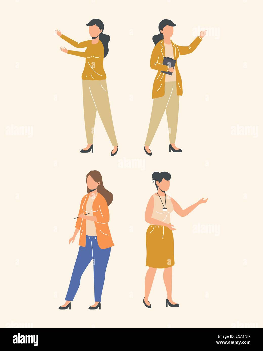 businesswomen with corporate icons on white background Stock Vector ...