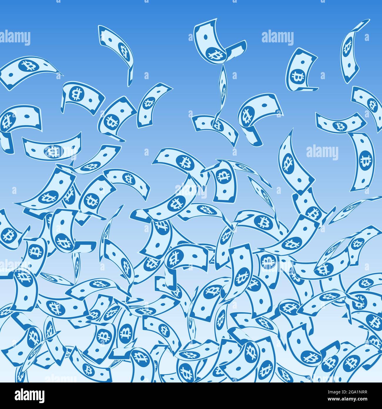 Bitcoin, internet currency notes falling. Floating BTC bills on blue sky  background. Cryptocurrency, digital money. Actual vector illustration.  Positi Stock Vector Image & Art - Alamy