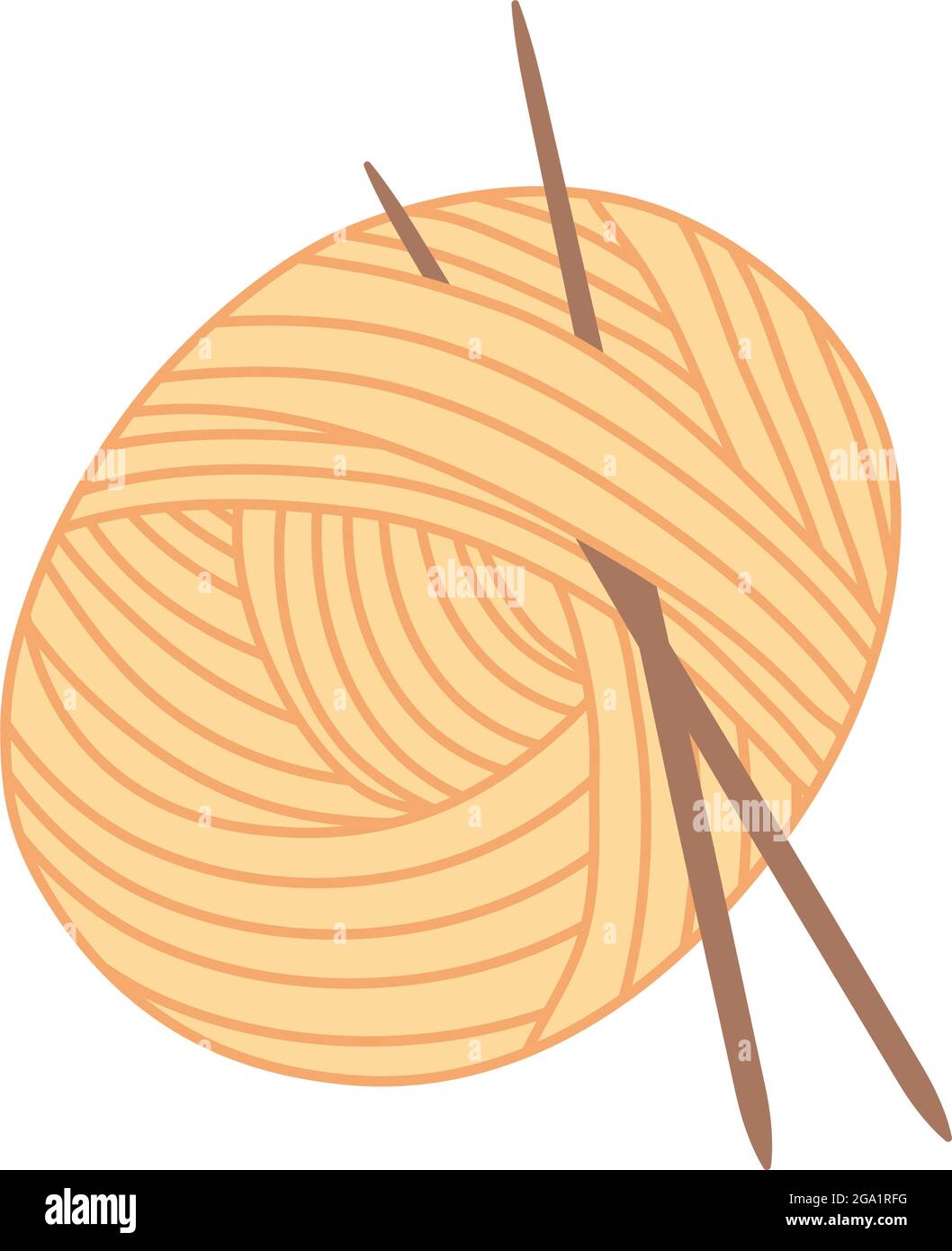 Knitting yarn yellow ball with needles on white background Stock Vector ...