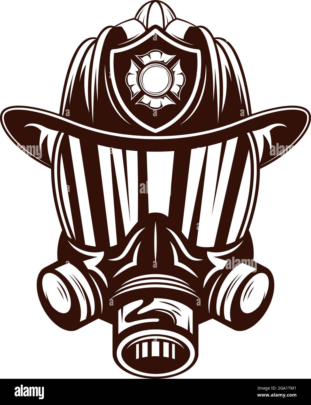 Firefighter mask with helmet on white background Stock Vector Image