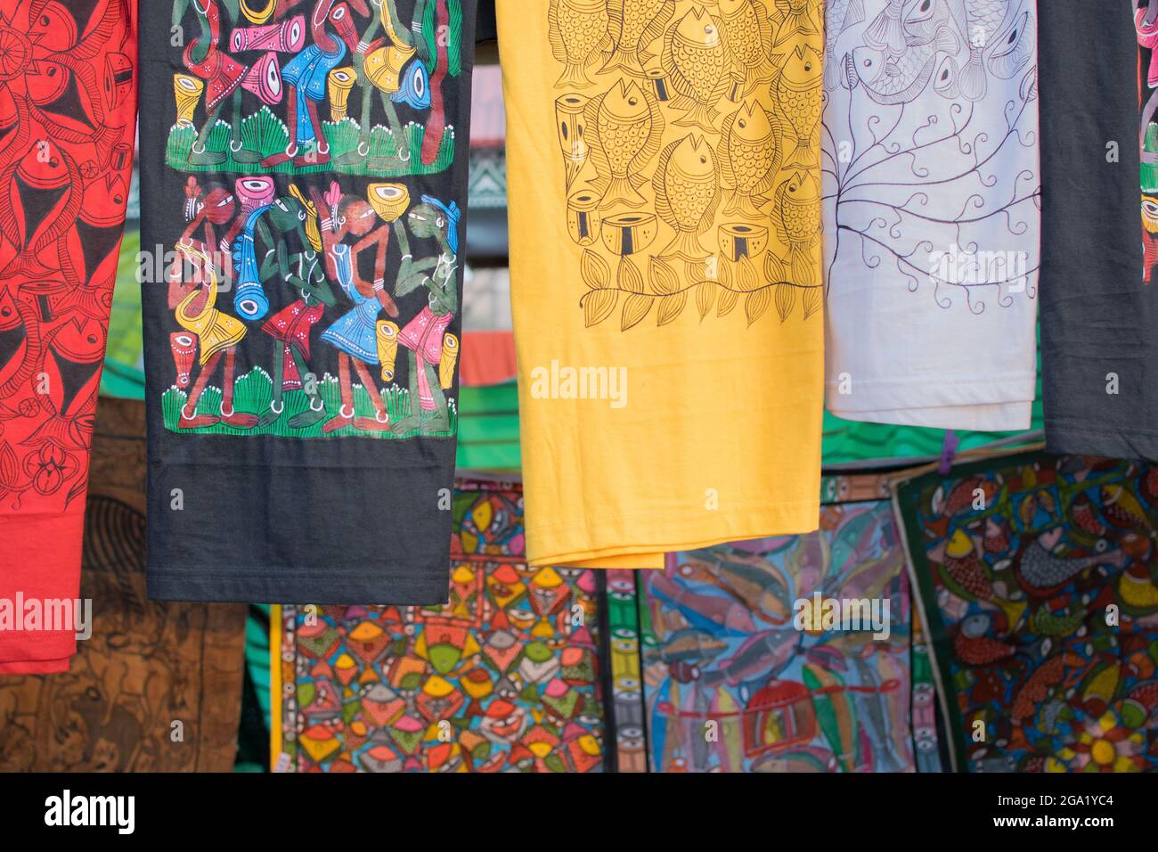 Colourful handicrafts are displayed at Handicrafts fair, Kolkata , West Bengal, India. Handicrafts are rural Industry in West Bengal. Stock Photo