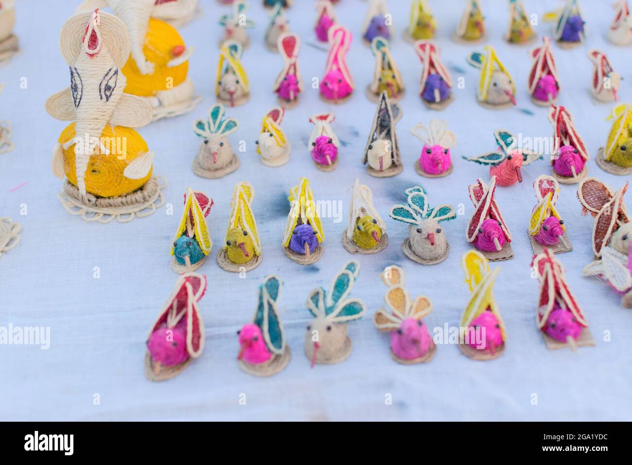 Colourful dolls made of jute, artworks of handicraft, at Handicraft