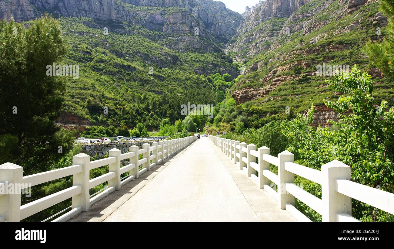 Bridge parking of the cable car of montserrat hires stock photography
