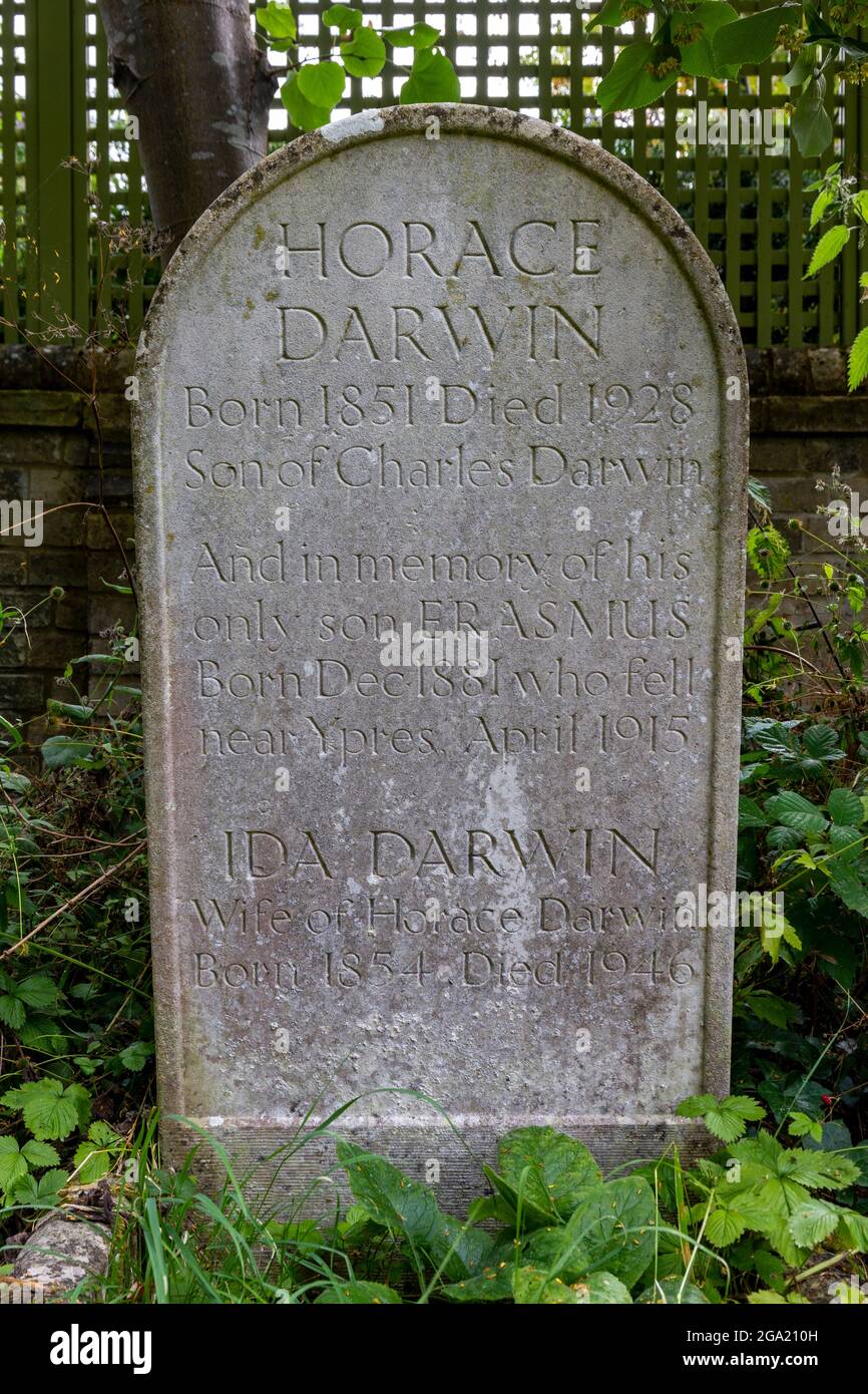 Horace Darwin gravestone Cambridge Stock Photo Alamy