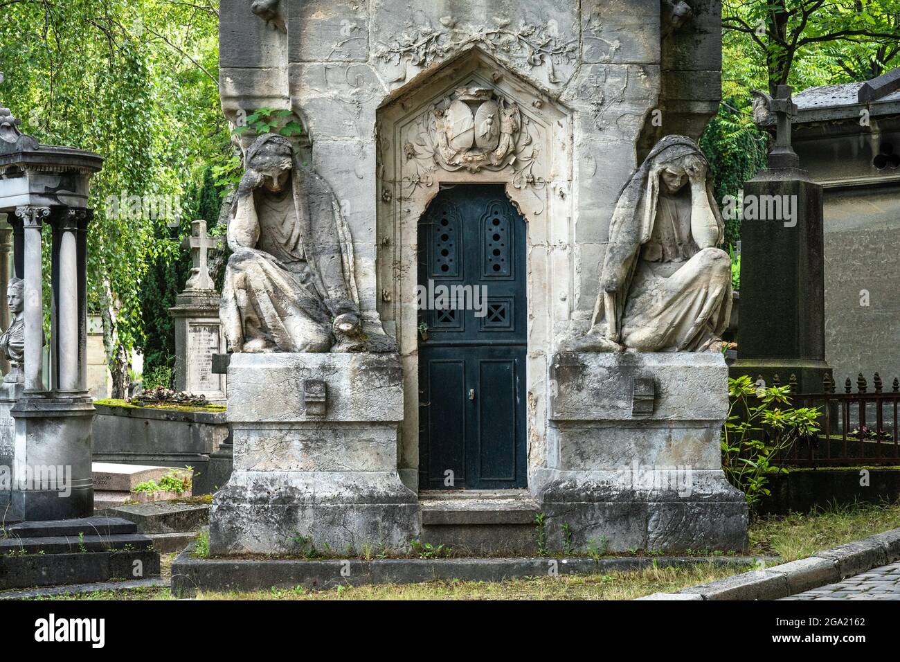 Pere Lachaise Cemetery is the largest cemetery in Paris, France. Stock Photo
