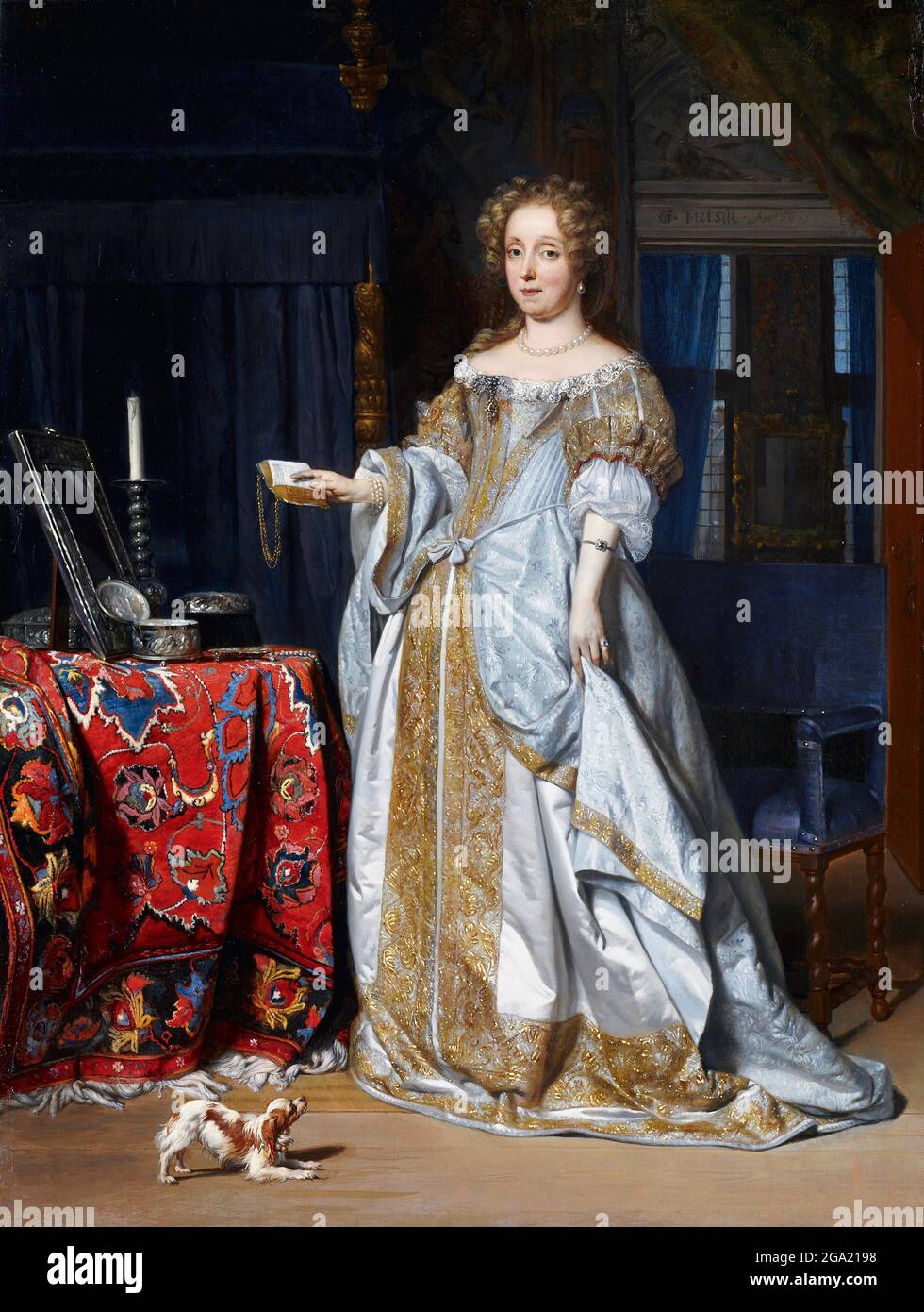 Portrait of a Lady by Gabriël Metsu  (1629–1667), oil on panel, 1667 Stock Photo